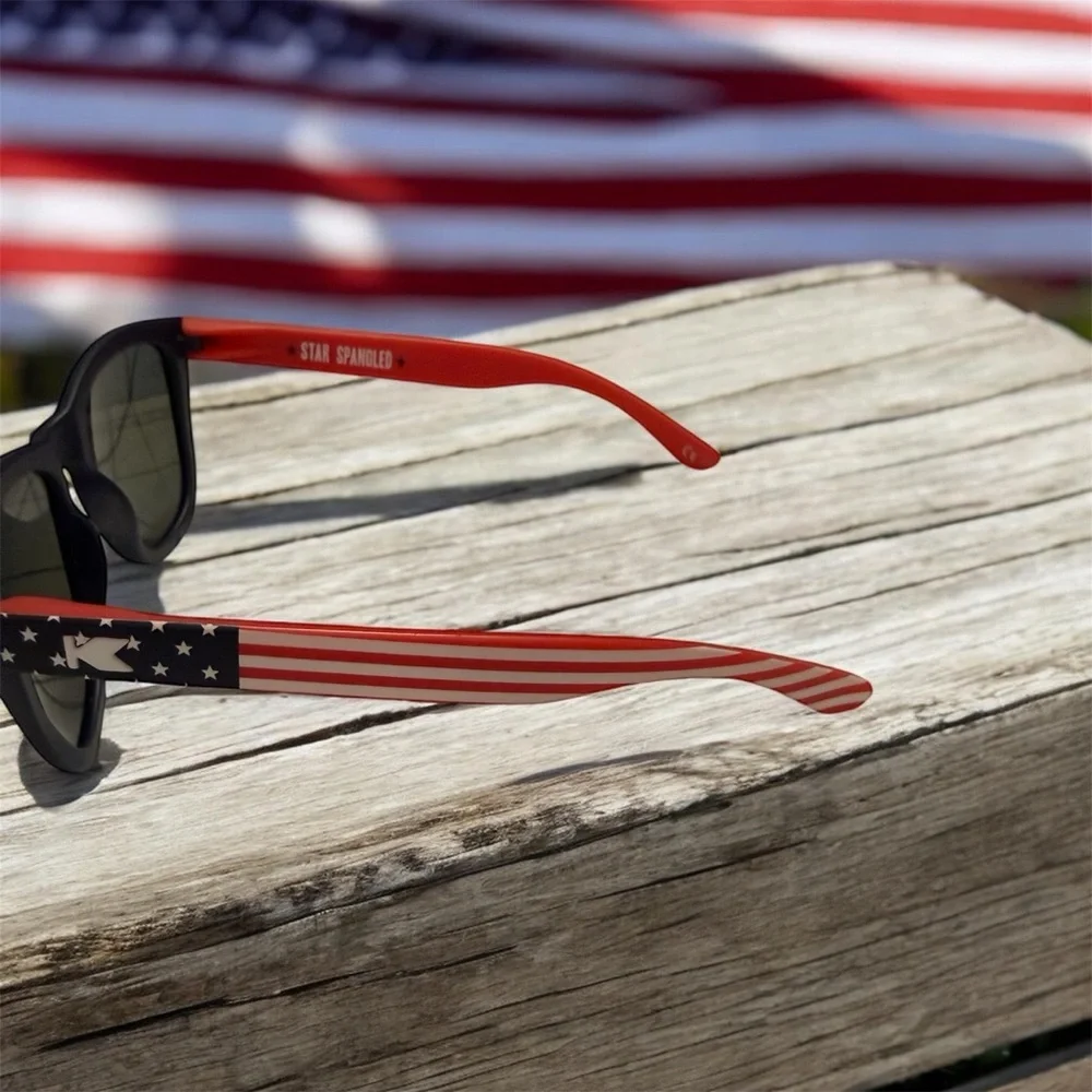 Unisex Knockaround Sunglasses Blue Polarized Lenses with American Flag Design - Picture 3 of 6